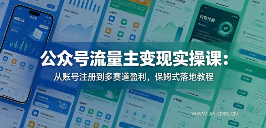 公众号流量主变现实操课：从账号注册到多赛道盈利，保姆式落地教程-小红泡