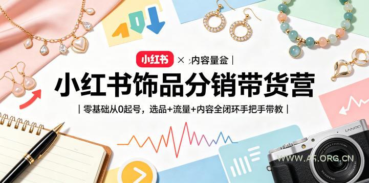 小红书饰品分销带货营|零基础从0起号,选品+流量+内容全闭环手把手带教-小红泡