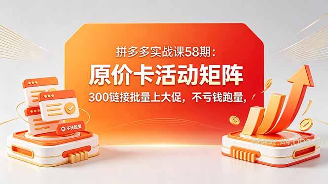拼多多实战课58期:原价卡活动矩阵,300链接批量上大促,不亏钱跑量-小红泡
