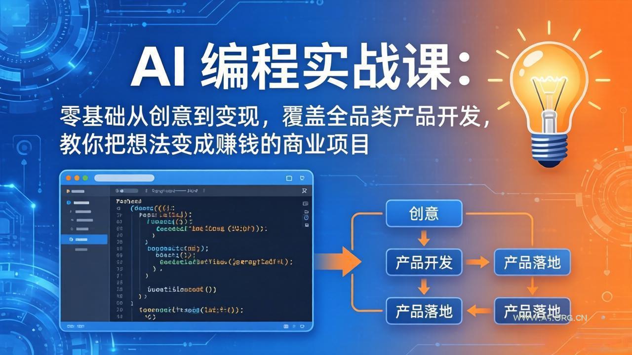 AI编程实战课-第三期-5月9更新:零基础从创意到变现,覆盖全品类产品开发,把想法变成赚钱项目-小红泡