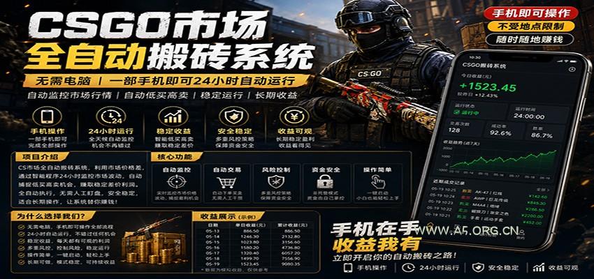 不需要电脑的CS市场自动搬砖系统|自动正常买高卖全天运行 |月入过W【稳定运行】-小红泡