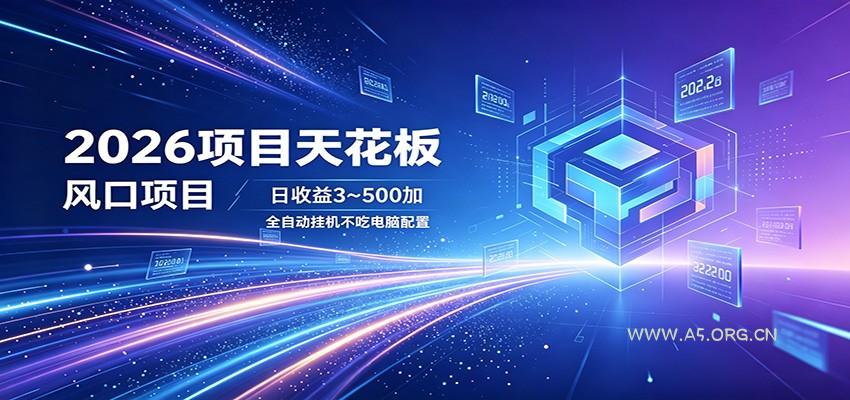 2026项目天花板,风口项目,日收益3~500+全自动挂机,不吃配置-小红泡