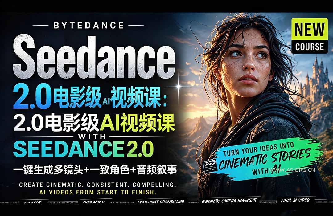 Seedance 2.0电影级AI视频课：一键生成多镜头+一致角色+音频叙事-小红泡