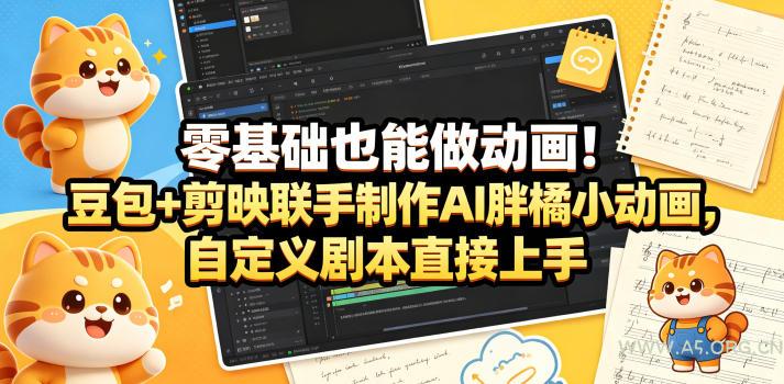 零基础也能做动画！豆包+剪映联手制作AI胖橘小动画，自定义剧本直接上手-小红泡