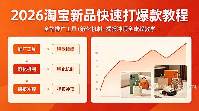 2026淘宝新品快速打爆款教程,全站推广工具+孵化机制+提报冲顶全流程教学-小红泡