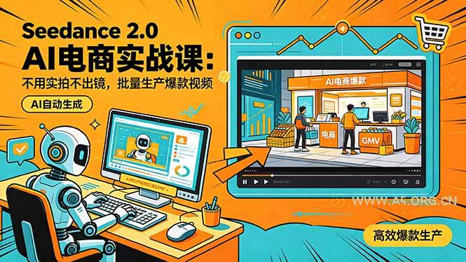 Seedance 2.0 AI电商实战课:不用实拍不出镜,批量生产爆款视频打爆GMV-小红泡