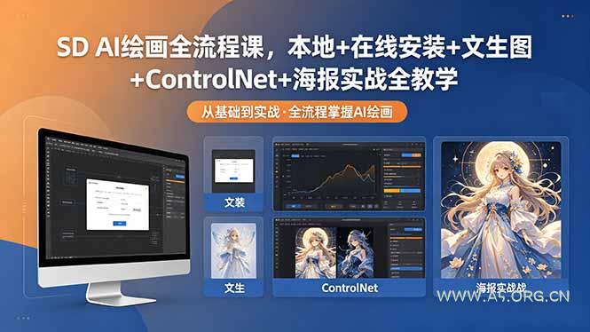 SD AI绘画全流程课，本地+在线安装+文生图+ControlNet+海报实战全教学-小红泡