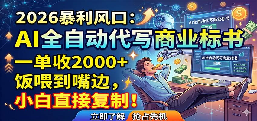AI全自动代写商业标书，一单收2000+，饭喂到嘴边，小白直接复制-小红泡