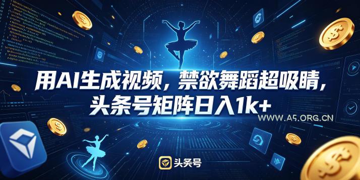 用AI生成视频,禁欲舞蹈超吸睛,头条号矩阵日入1k+-小红泡