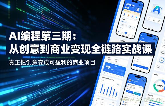 AI编程第三期，从创意到商业变现的全链路实战课，真正把创意变成可盈利的商业项目(更新05月15日)-小红泡