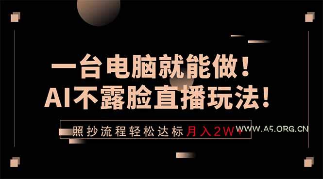 一台电脑就能做!AI不露脸直播玩法,照抄流程轻松达标月入2W+-小红泡