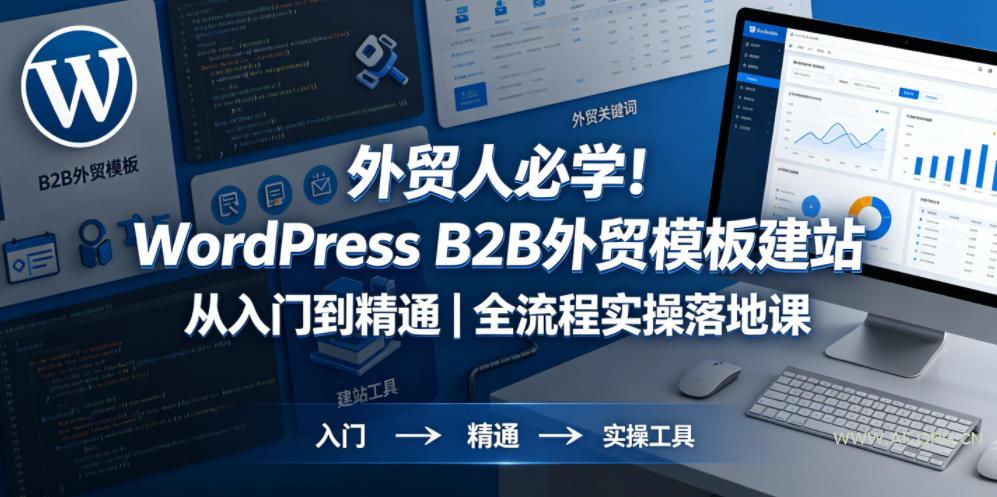 外贸人必学！WordPress B2B外贸模板建站从入门到精通｜全流程实操落地课-小红泡