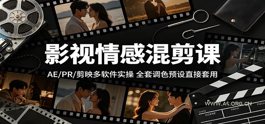 影视情感混剪课:AE/PR/剪映多软件实操,全套调色预设直接套用-小红泡