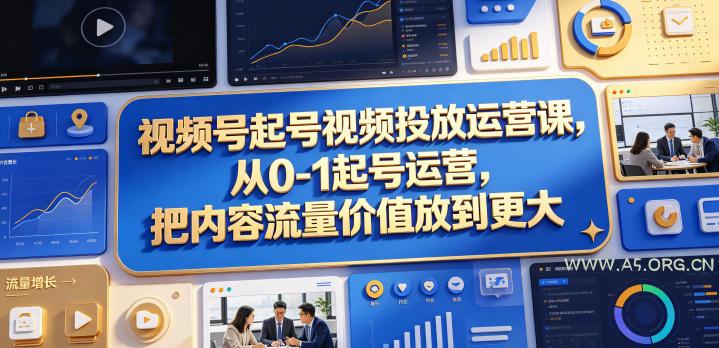 视频号起号视频投放运营课，从0-1起号运营，把内容流量价值放到更大-小红泡