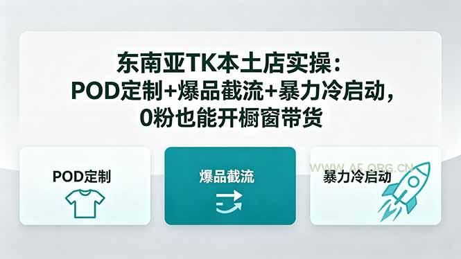 东南亚TK本土店实操-5月更新:POD定制+爆品截流+暴力冷启动,0粉也能开橱窗带货-小红泡