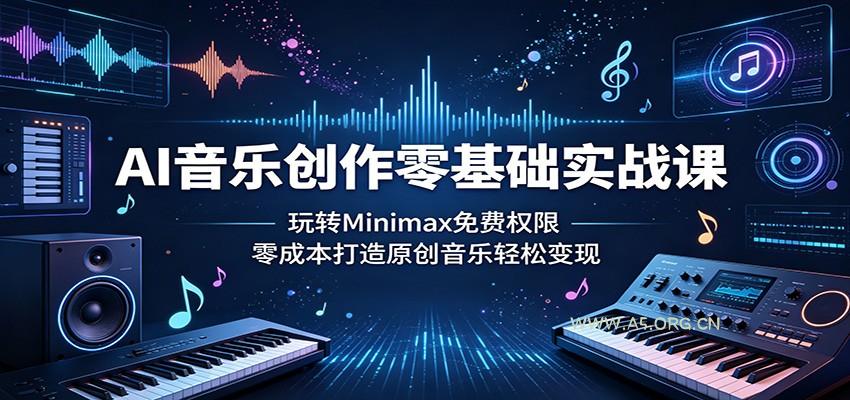AI音乐创作零基础实战课：玩转Minimax免费权限，零成本打造原创音乐轻松变现-小红泡
