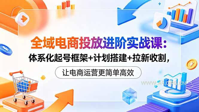 全域电商投放进阶实战课:体系化起号框架+计划搭建+拉新收割,让电商运营更简单高效-小红泡