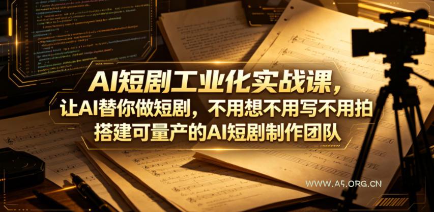 AI短剧工业化实战课，让AI替你做短剧，不用想不用写不用拍，搭建可量产的AI短剧制作团队-小红泡
