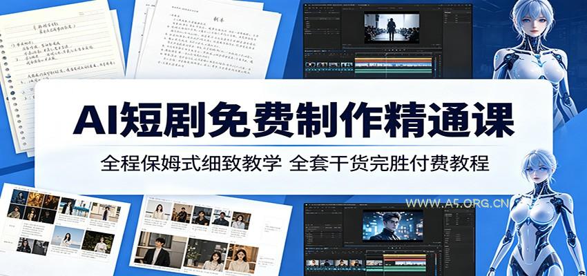 AI短剧免费制作精通课：全程保姆式细致教学，全套干货完胜付费教程-小红泡