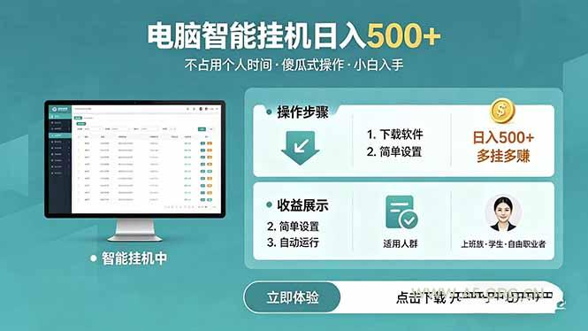 AI全自动挂机项目,电脑端轻松运行,稳定日入500+,零门槛上手-小红泡