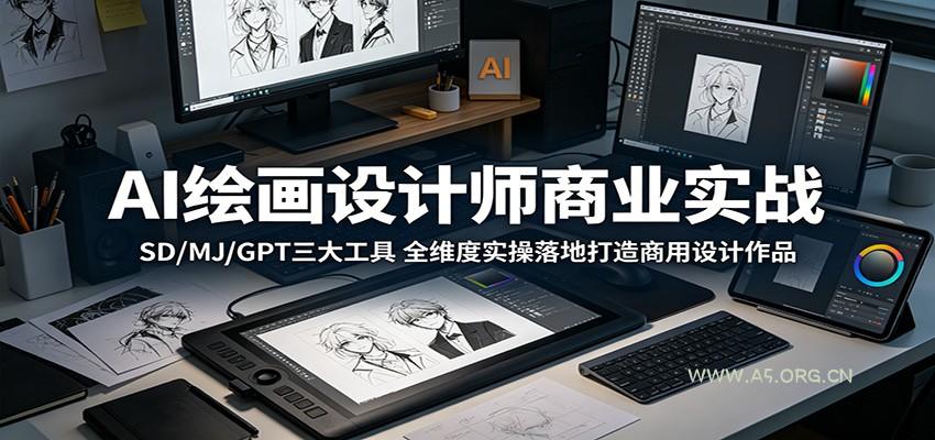AI绘画设计师商业实战:SD/MJ/GPT三大工具,全维度实操落地打造商用设计作品-小红泡