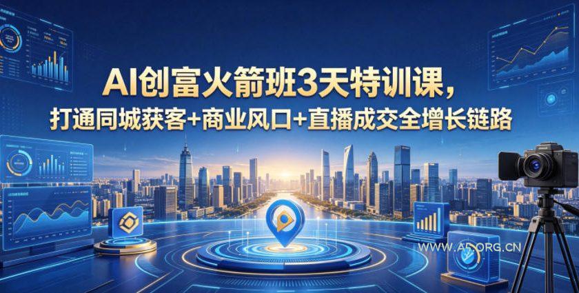 AI创富火箭班3天特训课,打通同城获客+商业风口+直播成交全增长链路,2026年4月新课-小红泡