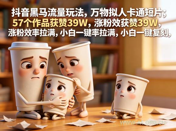 抖音黑马流量玩法，万物拟人卡通短片，57个作品获赞39W，涨粉效率拉满，小白一键复刻，保姆级拆解-小红泡