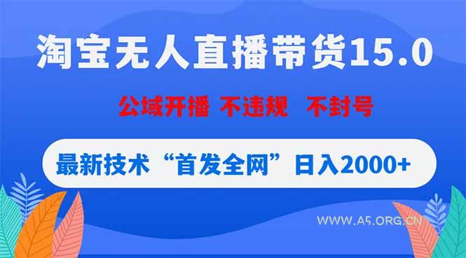 淘宝无人直播带货15.0,不封号,不违规,公域玩法,首发全网日入2000+-小红泡