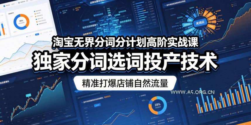 淘宝无界分词分计划高阶实战课，独家分词选词投产技术，精准打爆店铺自然流量-小红泡