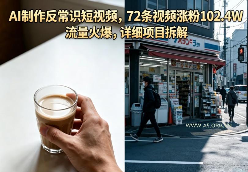 AI制作反常识短视频，72条视频涨粉102.4W，流量火爆，详细项目拆解-小红泡