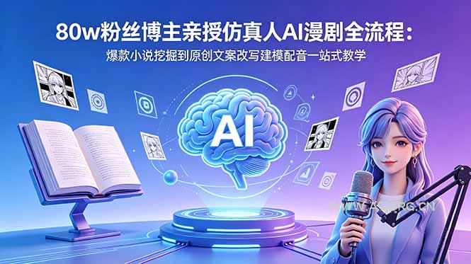 80w粉丝博主亲授仿真人AI漫剧全流程:爆款小说挖掘到原创文案改写建模配音一站式教学-小红泡