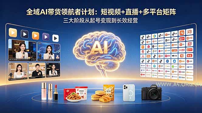 全域AI带货领航者计划:短视频+直播+多平台矩阵,三大阶段从起号变现到长效经营-小红泡