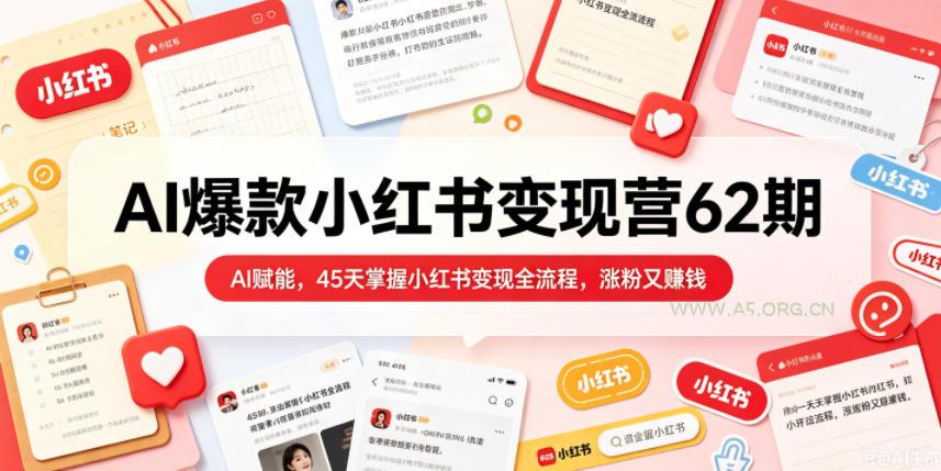AI爆款小红书变现营62期2026年5月，AI赋能，45天掌握小红书变现全流程，涨粉又賺钱-小红泡