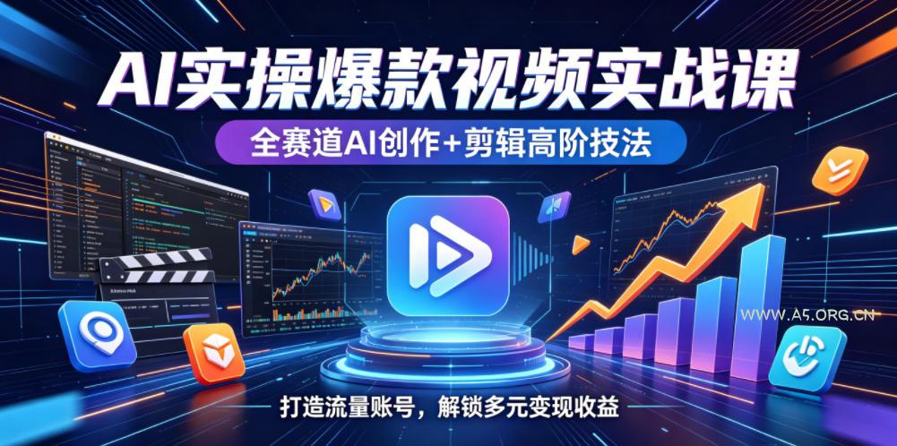 AI实操爆款视频实战课,全赛道AI创作+剪辑高阶技法,打造流量账号,解锁多元变现收益-小红泡