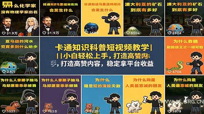 卡通知识科普短视频教学|小白轻松上手,打造高赞内容,稳定拿平台收益-小红泡