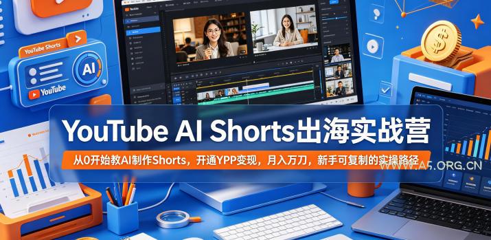 YouTube AI Shorts出海实战营,从0开始教AI制作Shorts,开通YPP变现,月入万刀,新手可复制的实操路径-小红泡