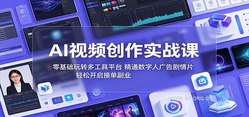 AI视频创作实战课：零基础玩转多工具平台，精通数字人广告、剧情片，轻松开启接单副业-小红泡