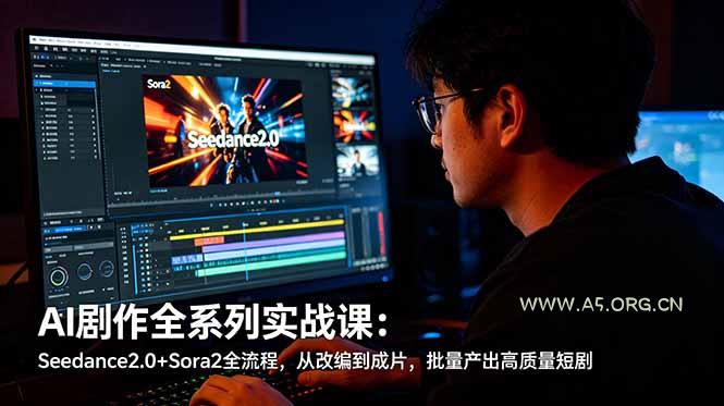 AI剧作全系列实战课:Seedance2.0+Sora2全流程,从改编到成片,批量产出高质量短剧-小红泡