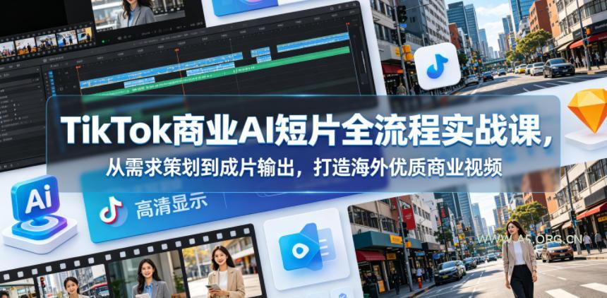 TikTok商业AI短片全流程实战课,从需求策划到成片输出,打造海外优质商业视频-小红泡