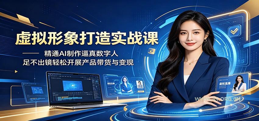 虚拟形象打造实战课：精通AI制作逼真数字人，足不出镜轻松开展产品带货与变现-小红泡