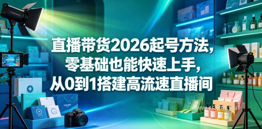 直播带货2026起号方法,零基础也能快速上手,从0到1搭建高流速直播间-小红泡