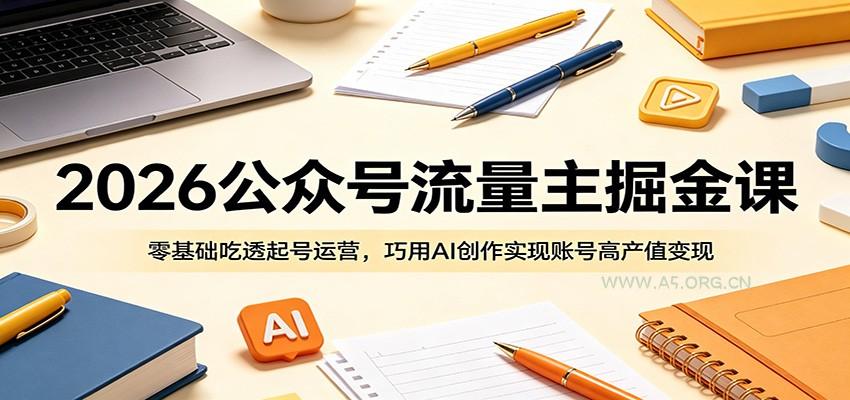 2026公众号流量主掘金课:零基础吃透起号运营,巧用AI创作实现账号高产值变现-小红泡