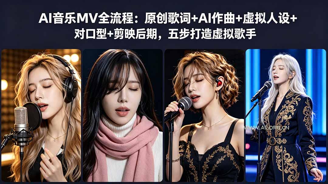 AI音乐MV全流程：原创歌词+AI作曲+虚拟人设+对口型+剪映后期，五步打造虚拟歌手-小红泡