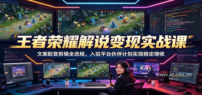 王者荣耀解说变现实战课:文案配音剪辑全流程,入驻平台伙伴计划实现稳定增收-小红泡