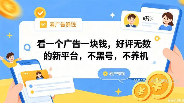 看一个广告一块钱,好评无数的新平台,不黑号,不养机,一撸几十块钱还是不错的【揭秘】-小红泡
