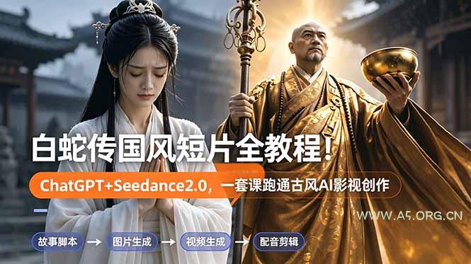 白蛇传-国风短片全教程!ChatGPT+Seedance2.0,一套课跑通古风AI影视创作-小红泡