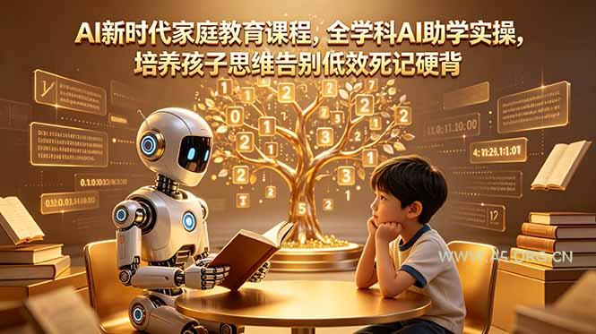 AI新时代家庭教育课程,全学科AI助学实操,培养孩子思维告别低效死记硬背-小红泡
