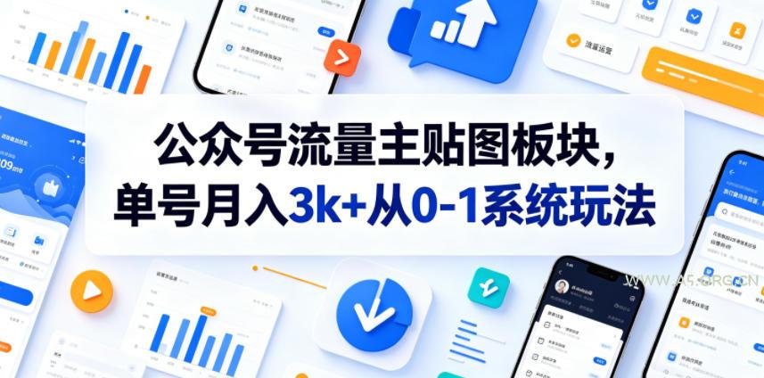 公众号流量主贴图板块，单号月入3k+从0-1系统玩法-小红泡