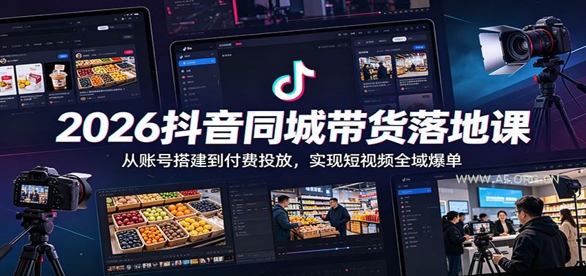 2026抖音同城带货落地课：从账号搭建到付费投放，实现短视频全域爆单-小红泡