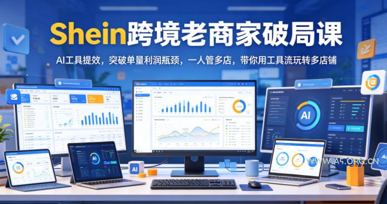 Shein跨境老商家破局课，AI工具提效，突破单量利润瓶颈，一人管多店，带你用工具流玩转多店铺-小红泡